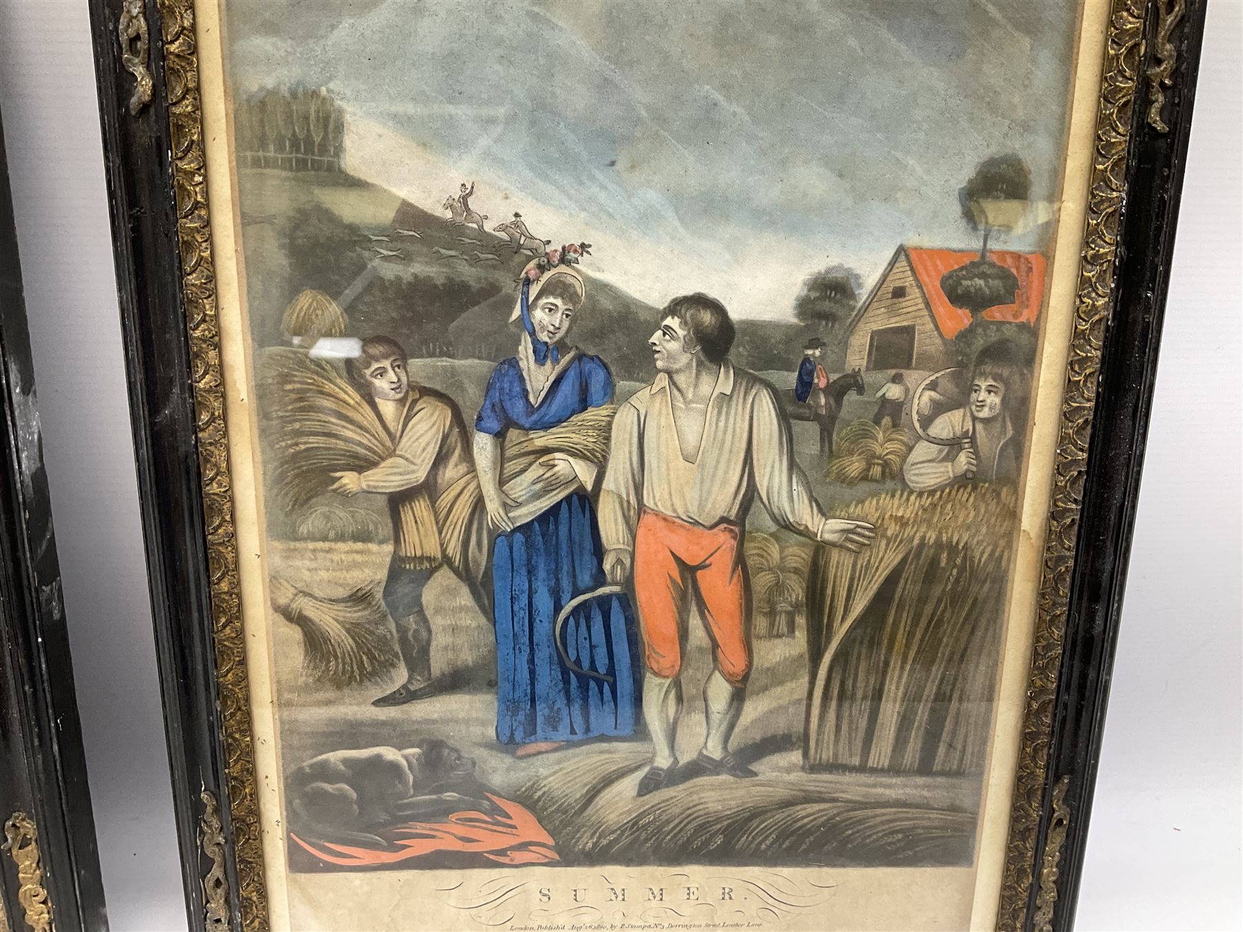 After John Collet (British 1725-1780): 'Spring' and 'Summer', pair mezzotints with hand colouring pub. 1779 and 1800, respectively 36cm x 25cm (2)