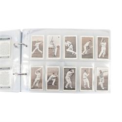 Collection of Edwardian and later Cricket related trading and cigarette cards, including complete set of fifty 1908 Will's Cigarettes Cards, fifteen 1922 The Boys Realm Famous Cricketers cards, part set of 1926 Players Cricketers Caricatures by RIP,  full set of sixteen 1958 Master Cricketing Series New Zealand, complete set of twenty five 1953 Mornflake Test Cricketers, etc, housed in three albums