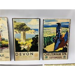 Twelve late 20th century copies of posters, to include British Railway posters for Yorkshire Dales, The Lake District for Holidays, Northumberland, together with sporting posters for Boat Race, Cricket etc