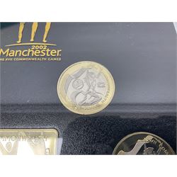 The Royal Mint Queen Elizabeth II 2002 Manchester Commonwealth Games proof four coin two pound coin set in plastic display, boxed with certificate