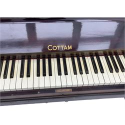 Cottam - Early 20th century (1920's) mahogany cased upright piano, with an overstrung frame and overdamper action, 85 notes A-A (seven octaves).