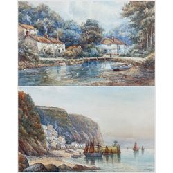 W Sands aka Thomas Herbert Victor (British 1894-1980): 'Clovelly' and 'River Fal', pair watercolours signed and titled 24cm x 34cm (2)