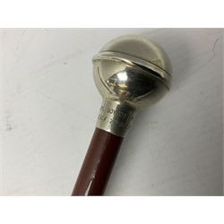 Three military swagger sticks - 14th Foot West Riding POWO Regiment; Northern Cyclist Battalion; both with regimental crests; and another with spherical terminal inscribed L/Cpl. Boycott P.M. WC. C.C.F. 7th Dec. 1960 (Combined Cadet Force?); all with plated mounts (3)