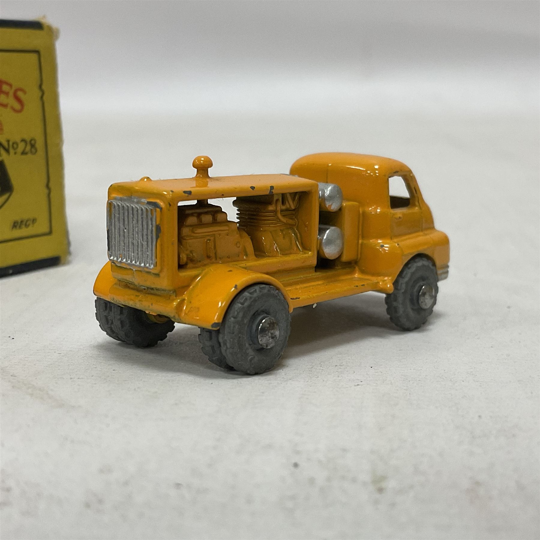 Lesney - three die-cast Matchbox series models comprising no.6 Quarry Truck in yellow, Moko Lesney no.28 Bedford S Compressor Truck in yellow, and no.42 Bedford CA Evening News Truck no.42; in original boxes (3) 