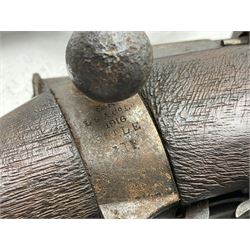 WW1 Lee Enfield SMLE .303 bolt action rifle with 63.5cm barrel and magazine; No.20934; L112cm overall; home deactivated by welding down bolt and end of barrel so requires re-deactivation to modern standards; and 19th century 12-bore double barrel hammer shotgun with 65cm cut-down barrels, non-rebounding hammers and under-lever opening, the lock-plate indistinctly inscribed G.T. Bartrant(?) L75cm overall; home deactivated by welding both barrels closed at breech so requires re-deactivation to modern standards (2) RFD ONLY 