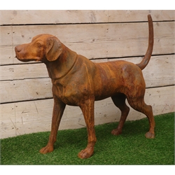  Cast iron model of a standing Labrador, L91cm  