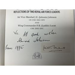 Winged Victory. 1995. Loose mounted signed dedication note and bookplate on the fep from the authors Wing Commander P.B. (Laddie) Lucas and Air Vice-Marshall J.E. (Johnnie) Johnson with duplicate signatures on the title page. Unclipped dustjacket.