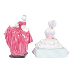 Five Royal Doulton figures, comprising Spring Morning HN1922, Betsy HN2111, Blithe Morning HN2065, Delight HN1772 and Daydreams HN1713