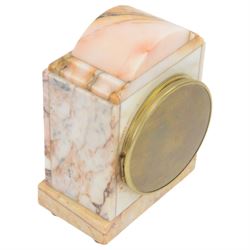 Onyx mantle clock, with floral gilt mounts to the front, H19cm