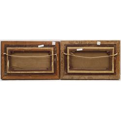 John Thompson (British exh.1892-1933): River and Valley Landscape, pair oils on canvas signed 23cm x 44cm (2)