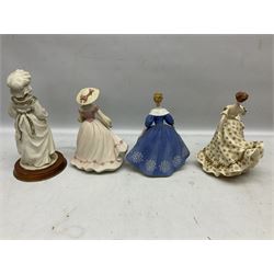Collection of eight figures comprising Royal Doulton Loretta HN 2337 and Nina HN 2347, Coalport limited edition Emily 740/5000, Danbury Mint Jean, SBL Regal House Collection and three The Leonardo Collection examples