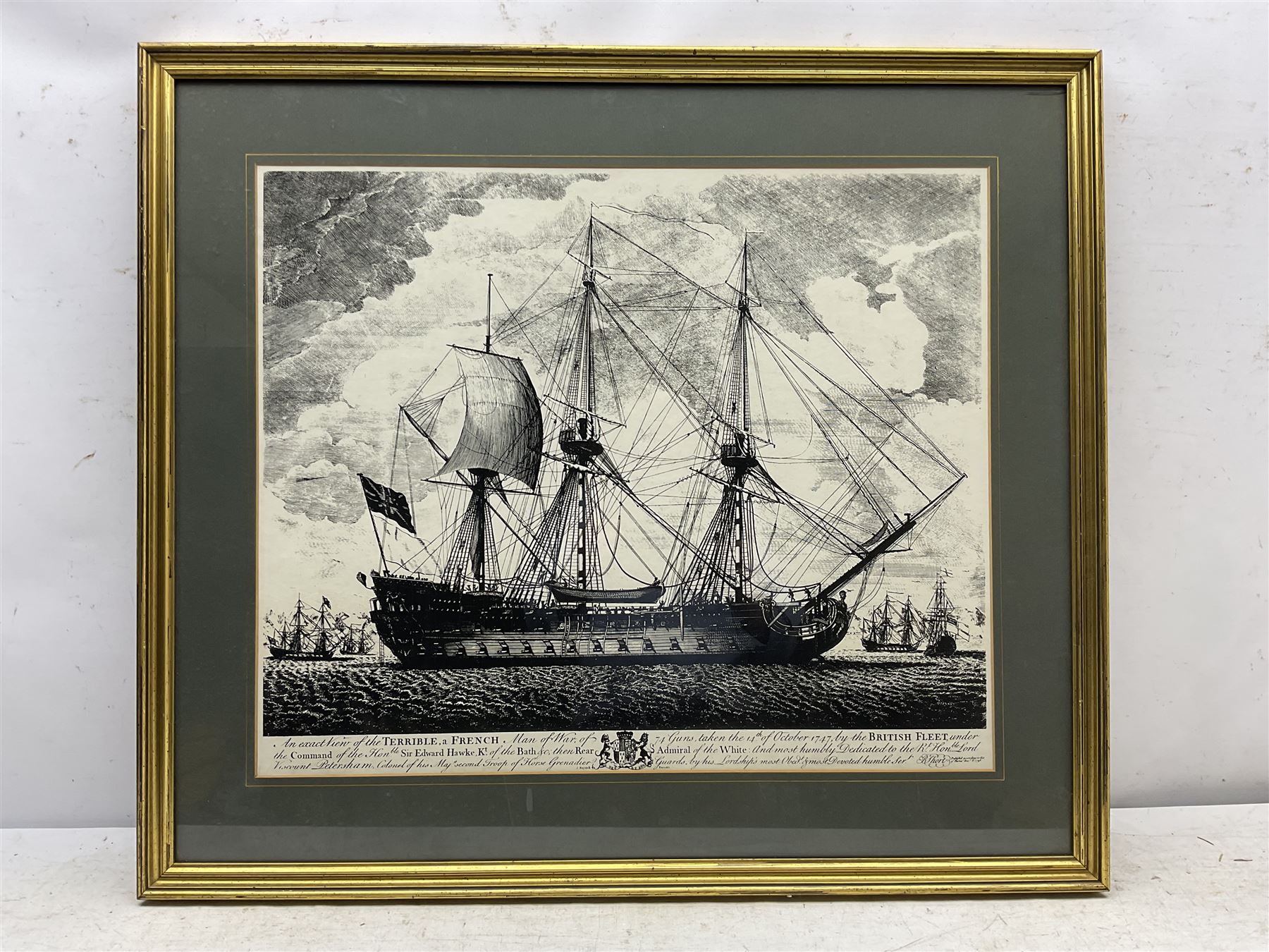After John Boydell (British 1720-1804): HMS Terrible, 20th century reproduction engraving 50cm x 61cm