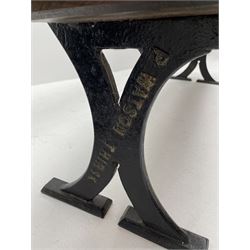 P. Watson of Thirsk cast iron framed bench, pine seat and back