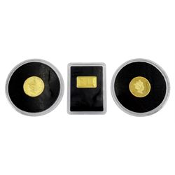 Fiji 2017 fine gold five dollars rectangular 0.5 gram coin, Tristan Da Cunha 2017 'Princess Diana' 9ct gold 1 gram one crown and Alderney 2018 'The Centenary of World War I' 9ct gold 1 gram twenty five pence coin