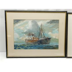 Harold Whitaker (British ?-1988): 'Kingston Diamond' 'St Gamecock' and 'Arctic Vandal', set three gouache ship's portraits signed and dated 1987, titled verso 32cm x 48cm (3)