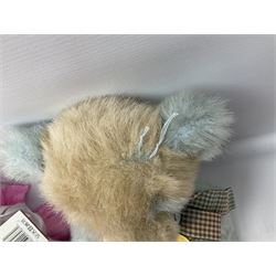 Seven Charlie Bears, comprising two limited edition examples, Parma Violet CB191963, designed by Isabelle Lee, limited to 3000, and Mary CB205250O, limited to 1000, plus Anniversary Carol CB151562, Olien CB171790, Dilly CB124946, Willamena CB202037A, and Kay CB191957B, each designed by Isabelle Lee, all with tags