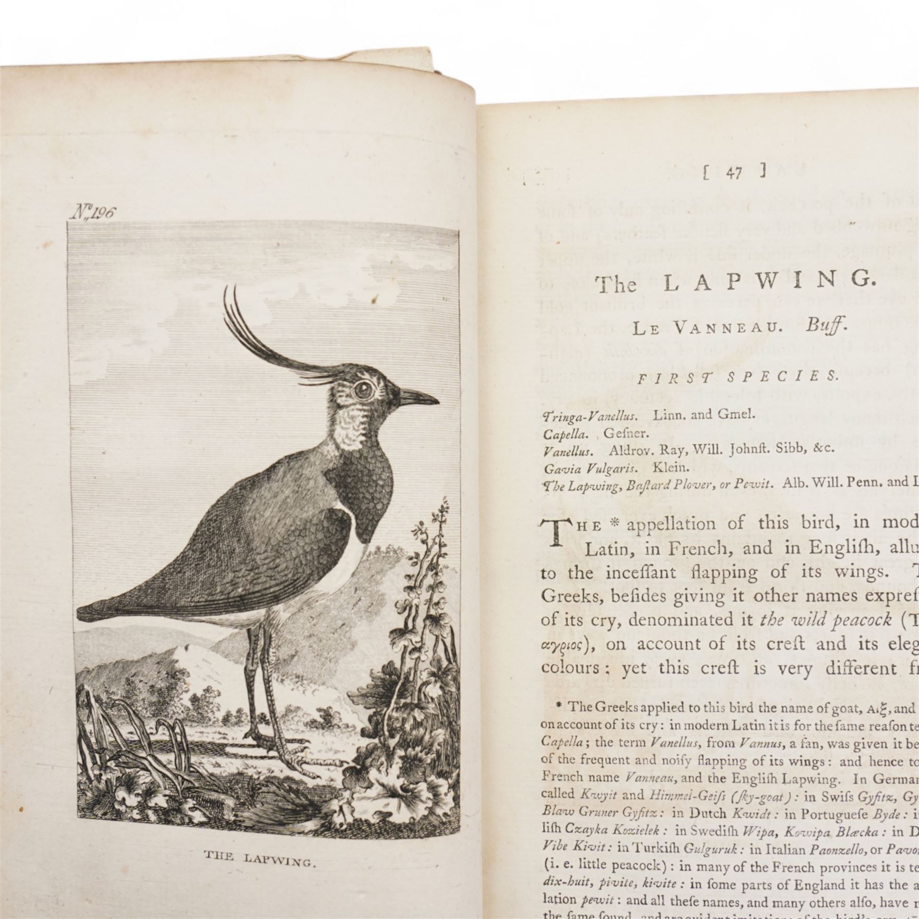 Buffon, Georges Louis le Clerc, Comte de - 'The Natural History of Birds', from the French, nine volumes 1st edition in English with engraved plates printed for A Strahan, T Cadell and J Murray, 1793 uniformly bound in tree calf