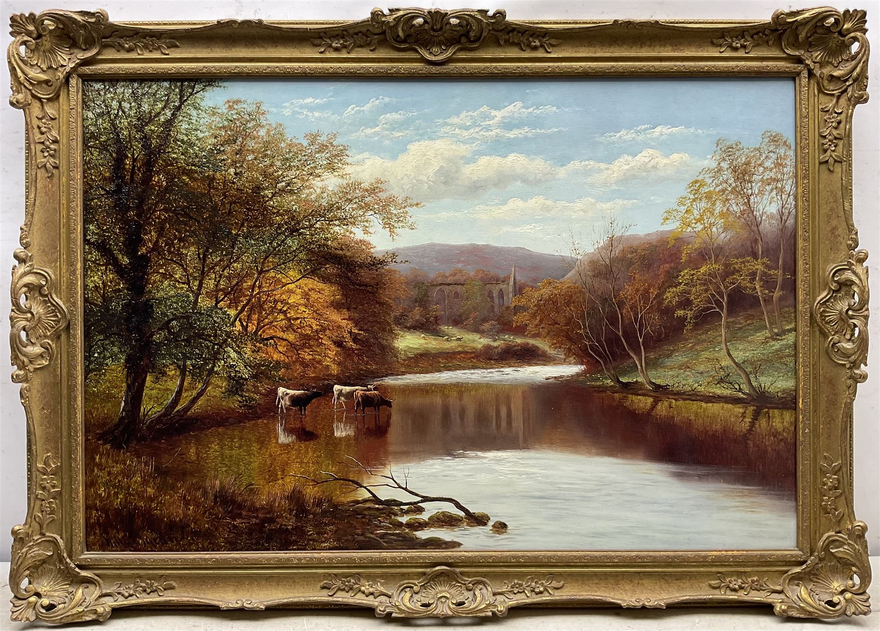William Mellor (British 1851-1931): Bolton Abbey, oil on canvas signed 59cm x 90cm