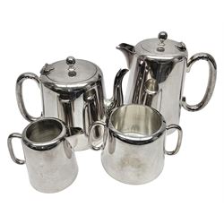 EPNS four piece tea service, comprising teapot, coffee pot, sugar bowl and milk jug