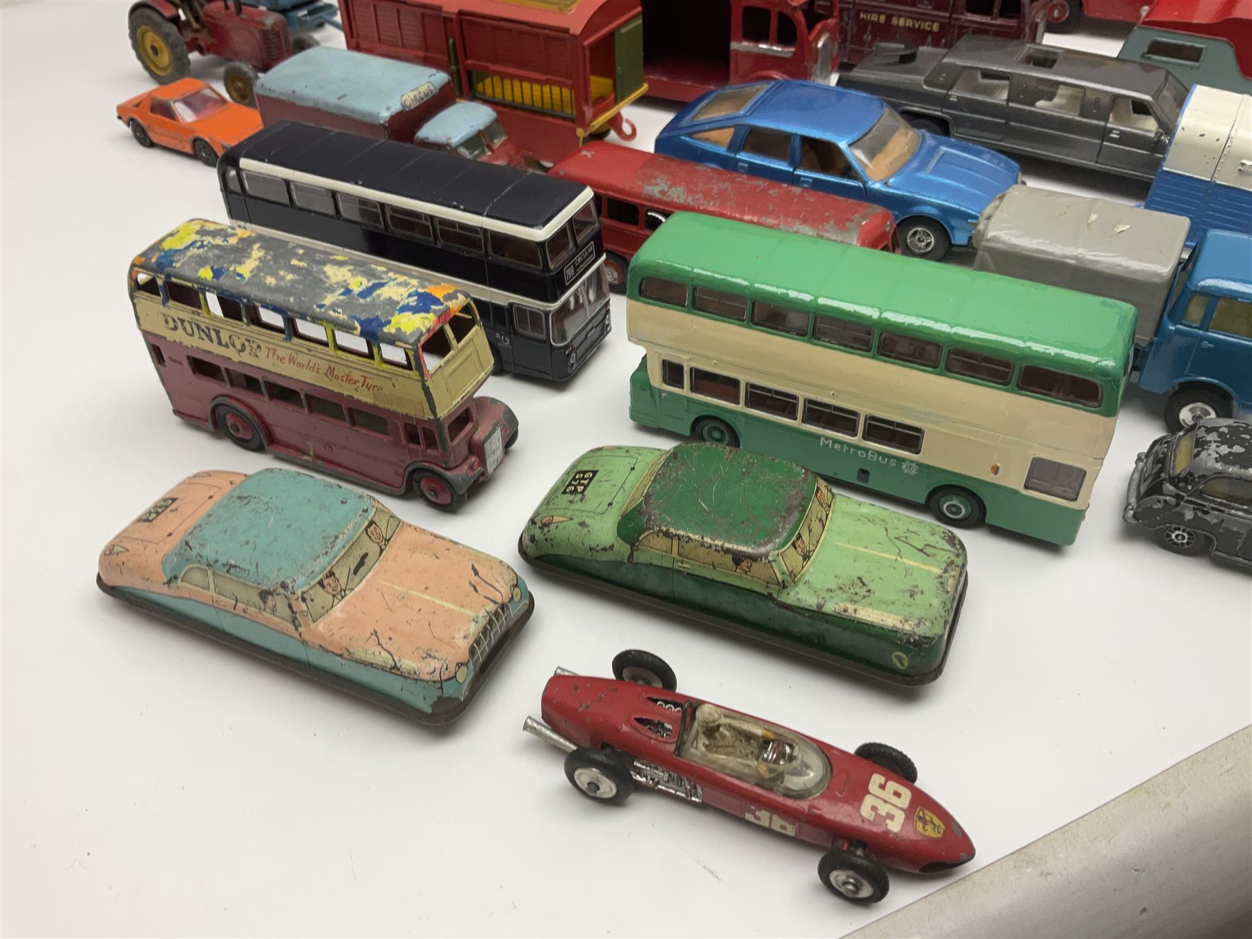 Various makers - Matchbox Superkings Snorkel Fire-Engine No.K-39 and King Size Scammell Tipper Truck No.K-19; both boxed; and large quantity of unboxed, playworn and repainted models by Dinky, Corgi, Lesney, EFE, Micromachines etc