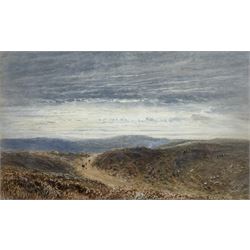 George Weatherill (British 1810-1890): Track on the North Yorkshire Moors, watercolour signed indistinctly dated '77?, 25cm x 42cm
