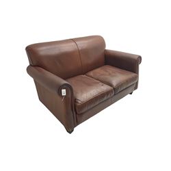 Laura Ashley - 'Exmoor' two seat sofa, upholstered in tan leather