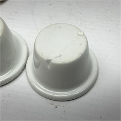 Limoges France hand painted ink well pot stand with lion paw feet, together with  pot pourri vase and cover in the shape of an egg raised on three scroll feet, ink well H14cm 