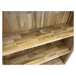 Light oak open bookcase, five adjustable shelves  