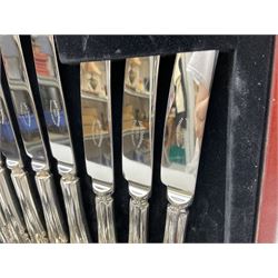 Canteen of Sheffield silver-plated cutlery by John Stephenson, six settings, cased, L38cm