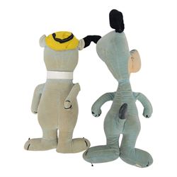 Two Merrythought soft toys, comprising Hanna Barbera Yogi Bear and Huckleberry Hound, both with blue fur and labels to underside of foot, H32cm
