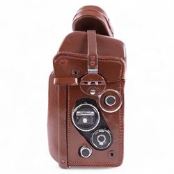 Rolleiflex Franke & Heidecke DBP DBGM 2.8 F TLR camera serial no. 2439093, with a Heidosmat 1:2.8/80 lens serial no. 894062 and a Carl Zeiss Planer 1:2.8 f=80mm lens serial no. 4092068, in leather case with instruction booklet