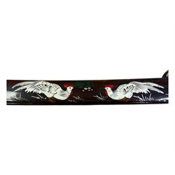 Japanese Katana, the tsuba decorated with flowers and birds, the scabbard with enamel decoration, blade L73cm, overall L105cm