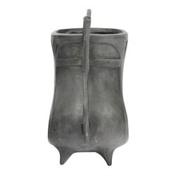 Twin handled Art Nouveau vase, decorated with a female figure by a river and flowers to the other side, with loop handles, H81cm  