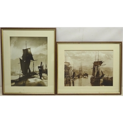  'Sunshine and Shadow' and 'Dock End, Whitby', two contemporary prints after Frank Meadow Sutcliffe (British 1853-1941), pub. The Sutcliffe Gallery, Whitby, a contemporary photographic print of cloudy skies signed Lucia Jo, and an early 20th century photograph of Oulton, max 29cm x 39cm  