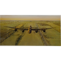  'Night Mission', limited edition colour print No.72/850 signed in pencil by Keith Woodcock, 'Merlin's Thunder', colour print after Gerald Coulson and 'Spitfire', print after Barrie. A.F. Clark max 46cm x 62cm (3)  
