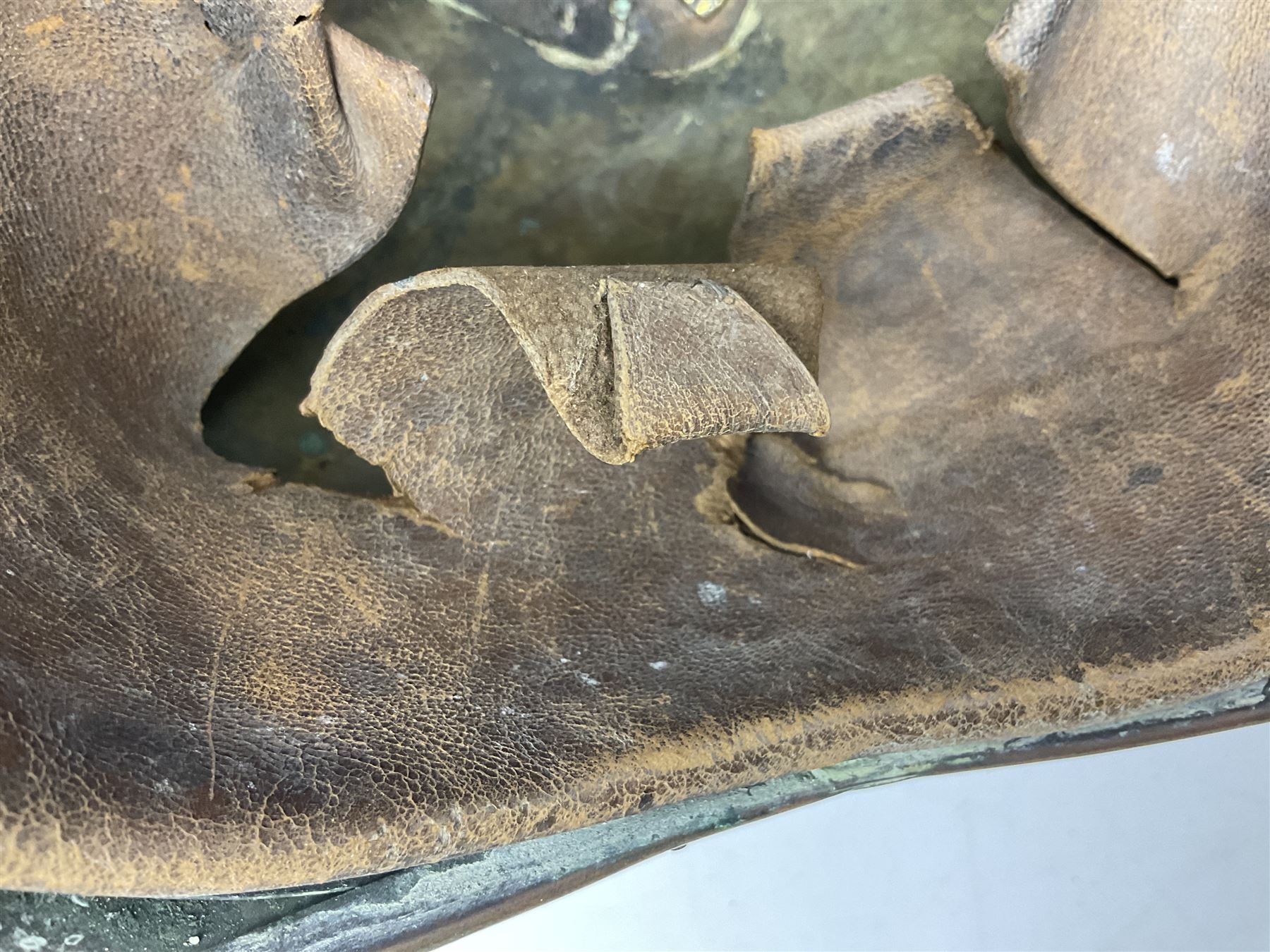 Victorian 1847 Pattern Officer's Helmet of the Inniskilling Dragoons, the white metal skull with gilt fittings including VR cypher to the plate; with leather liner H24cm
