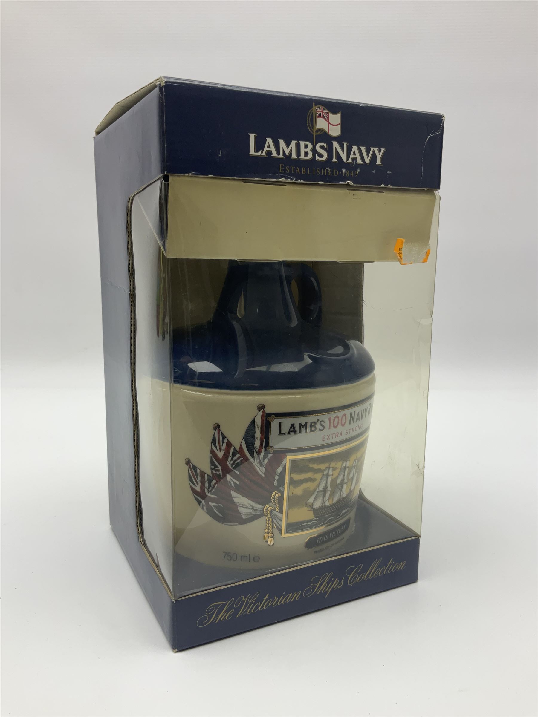Lamb's 100 navy rum, 750ml, 57% vol, in a 'HMS Victory ceramic flagon and original box 