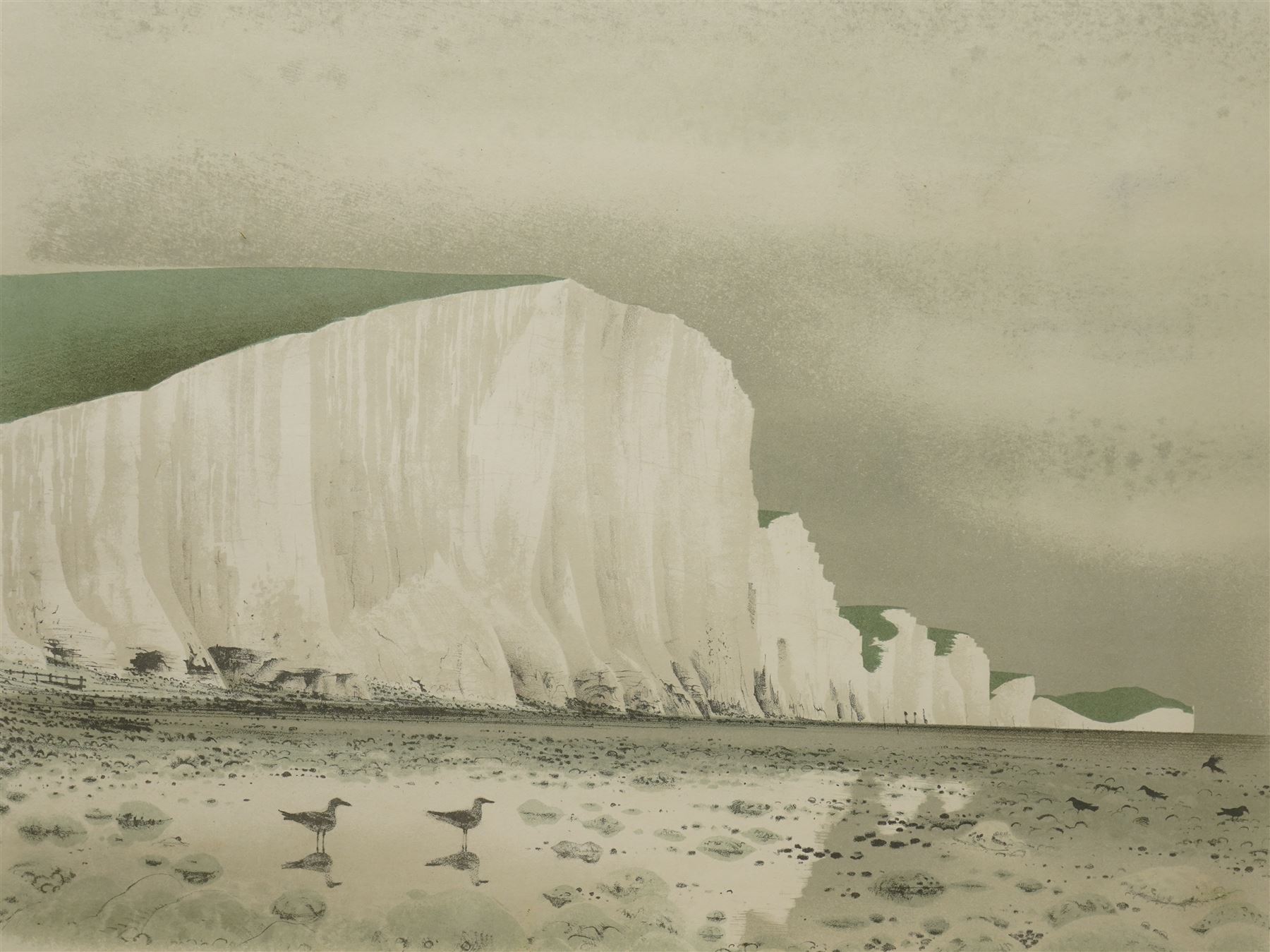 David Gentleman (British 1930-): 'Seven Sisters' Sussex, limited edition colour lithograph signed and numbered 321/350 in pencil 43cm x 55cm