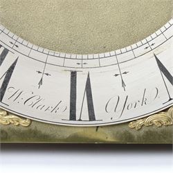 18th century longcase clock eight day movement with  an earlier brass dial and 30 hour chapter ring by William Clark, York with bell strike 28cm 