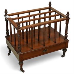19th century mahogany Canterbury, rectangular form with three slatted divisions above a so...
