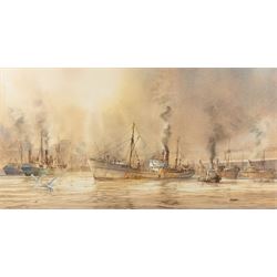 David C Bell (British 1950-): Hull Trawler Junella H.399, watercolour signed and dated 199...