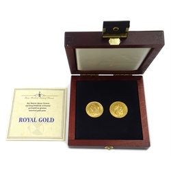  Queen Victoria 1896 gold full sovereign and a Prussian Frederick III gold twenty mark coin, No.27 of 399 sets compiled by 'MDM The Crown Collections Limited', with certificate, cased  