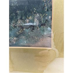 Thomas Robert Colman Dibdin (British 1810-1893): Figures Crossing a Bridge on a Wooded Country Lane, watercolour signed and dated 1868, 75cm x 53cm