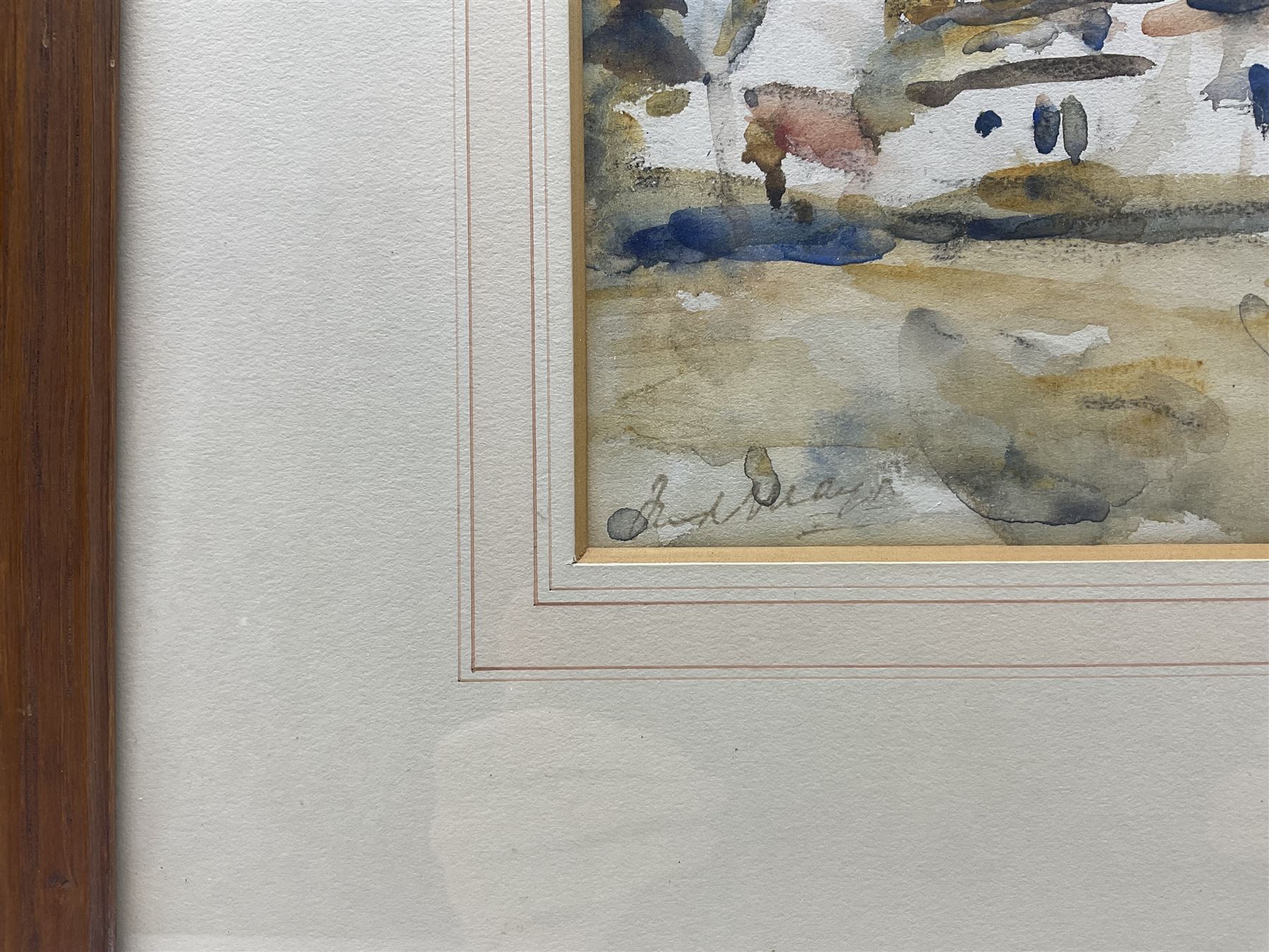 William (Fred) Frederick Mayor (Staithes Group 1866-1916): 'Whitchurch near Aylesbury', watercolour signed, titled verso 31cm x 38cm 
Provenance: private collection; David Duggleby, Scarborough 26th November 2021, Lot 56; with the Charles A Jackson Gallery, Police Street, Manchester, label verso dated March '44 - interestingly Charles Jackson was the brother of fellow Staithes Group artist Frederic William Jackson.