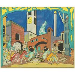 Ethelbert White (British 1891-1972): 'The Good-Humoured Ladies' design for a Diaghilev sta...