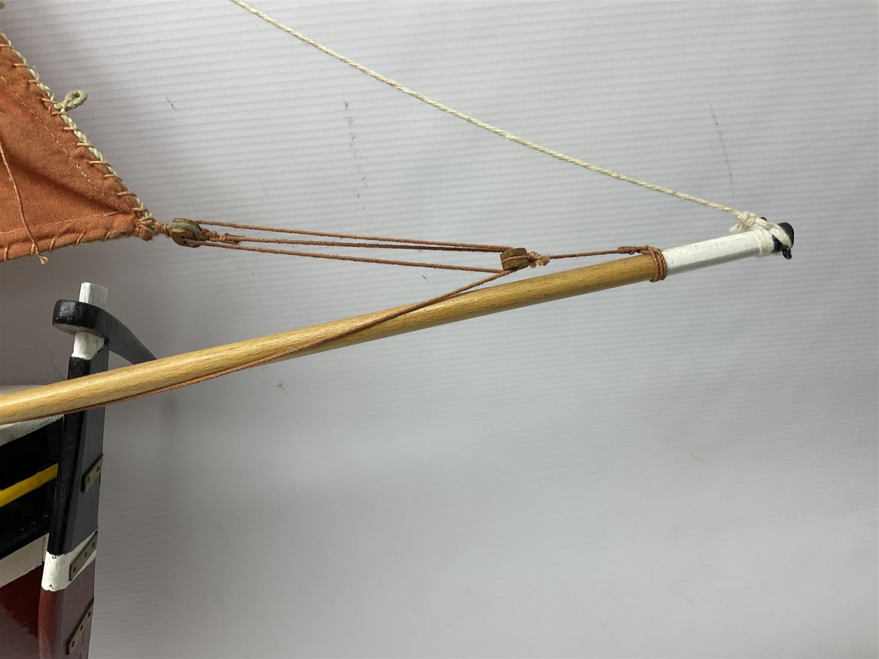 Wooden model of the Peterhead Herring Fishing Boat, Love Divine, PD404. on stand together with Wick Herring Fishing Boat, Galilee WK.1. on stand, L105cm, H64cm