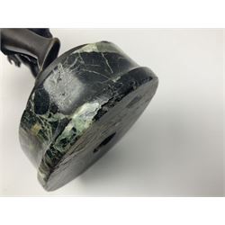 After C. Rochlitz, bronze, modelled as a semi nude female figure, upon a marble plinth, overall H31cm