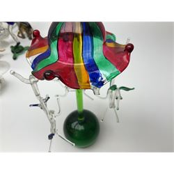 Large collection of hand-blown glass animals and figures, to include fish, birds, cats, dogs, monkeys etc