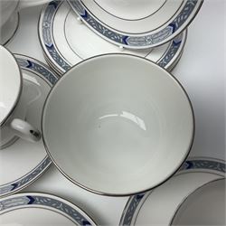 Royal Worcester Beaufort tea service, comprising teapot, milk jug, open saucier, eleven teacups, twelve saucers, eight dessert plates and one cake plate