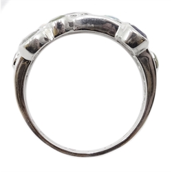 Silver multi gem stone set ring, stamped 925